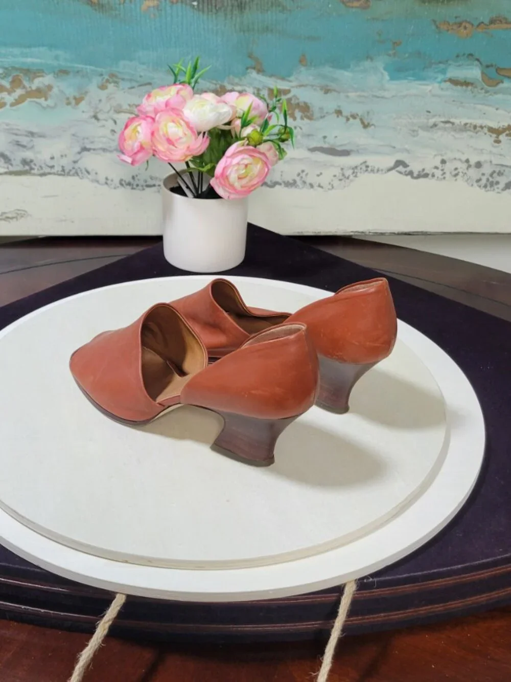 Nine West Brown Leather Cut-Out Pumps [Item #SP12]